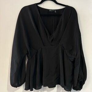 Asos Long Sleeve Dolman Sleeve Black Blouse Size 8